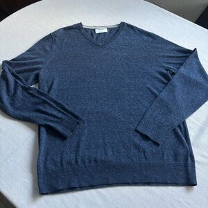 Old Navy Blue V-Neck Sweater Men’s L Classic Cotton Blend Knit